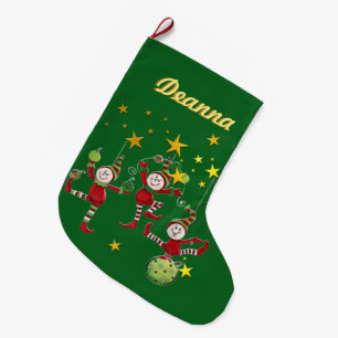 Grande Chaussette De Noël Festive Elves Noël 3D Lettres PERSONNALISÉES