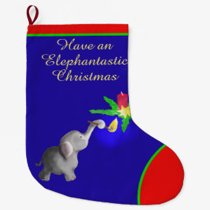Grande Chaussette De Noël Fête de Noël des éléphants en chandelle