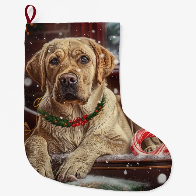 Grande Chaussette De Noël Fête de Noël du chien du Labrador (Devant)