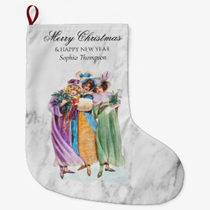 Grande Chaussette De Noël Fêtes de Noël Retro sur mesure