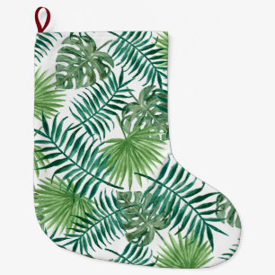 Grande Chaussette De Noël Feuilles de la jungle tropicale