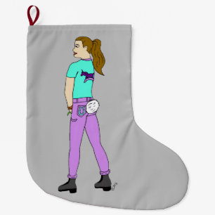Grande Chaussette De Noël fille avec une queue de lapin