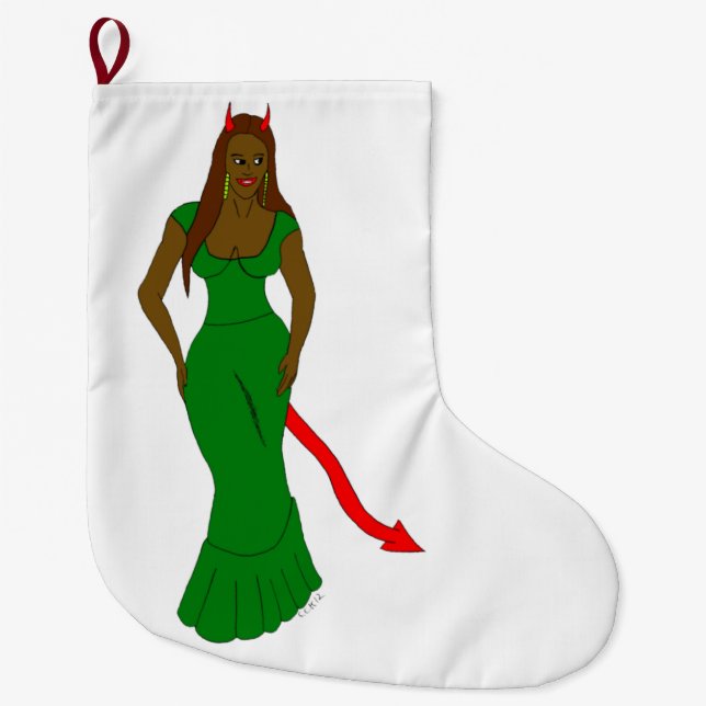 Grande Chaussette De Noël fille diable (Devant)