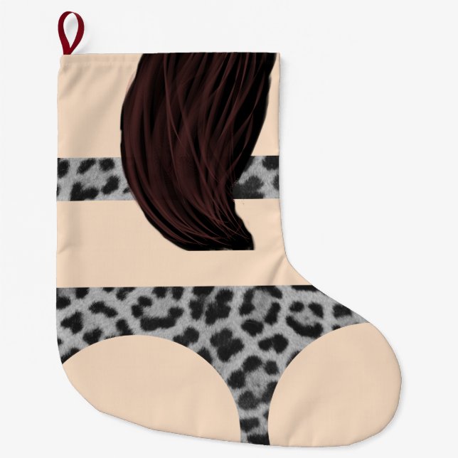 Grande Chaussette De Noël Fille drôle de bikini d'impression de chat de (Devant)
