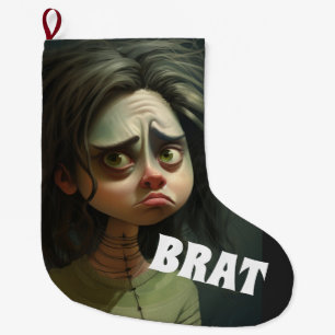GRANDE CHAUSSETTE DE NOËL FILLE MÉCHANTE DRÔLE DE NOËL BRAT