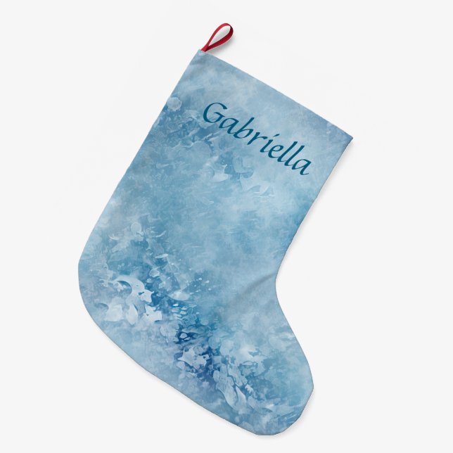 Grande Chaussette De Noël Flammes de neige noires (Devant (Accrochage))