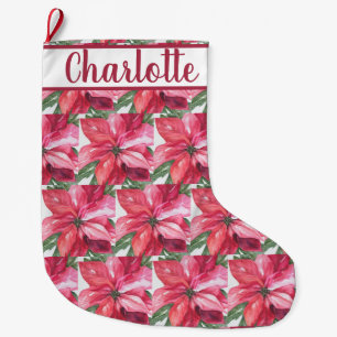 Grande Chaussette De Noël Fleur rouge Poinsettia