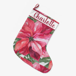 Grande Chaussette De Noël Fleur rouge Poinsettia