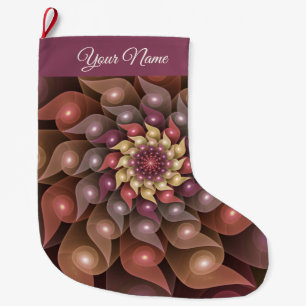 Grande Chaussette De Noël Fleur surréaliste brillante Nom abstrait moderne f