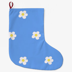 Grande Chaussette De Noël Fleurs blanches sur l'Arrière - plan Lilac