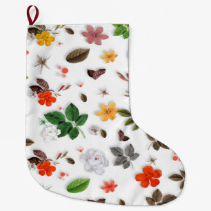 Grande Chaussette De Noël Fleurs jaunes et roses blanches 15