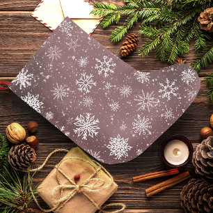 Grande Chaussette De Noël Flocons blancs rose poudré