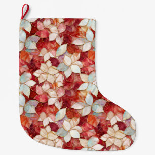 Grande Chaussette De Noël Floral blanc rouge