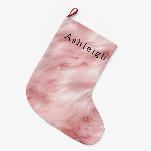 Grande Chaussette De Noël Fourrure rose pâle (Devant (Accrochage))