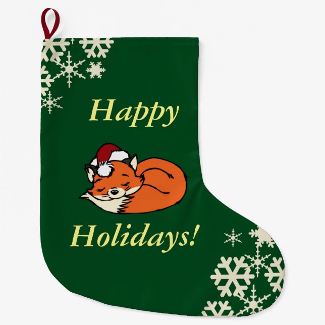 Grande Chaussette De Noël Fox de sommeil de Noël (Devant)