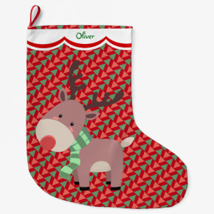 Grande Chaussette De Noël Funny Reindeer Motif personnalisé