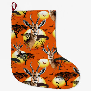 Grande Chaussette De Noël Gazelle Antelope africaine animal sauvage
