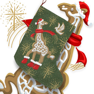 Grande Chaussette De Noël Gingerbread Giraffe/Dove Grand magasin de Noël