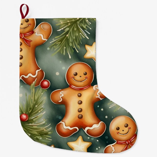 Grande Chaussette De Noël Gingerpain, biscuits et étoiles (Devant)