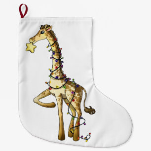 Grande Chaussette De Noël Girafe brillante