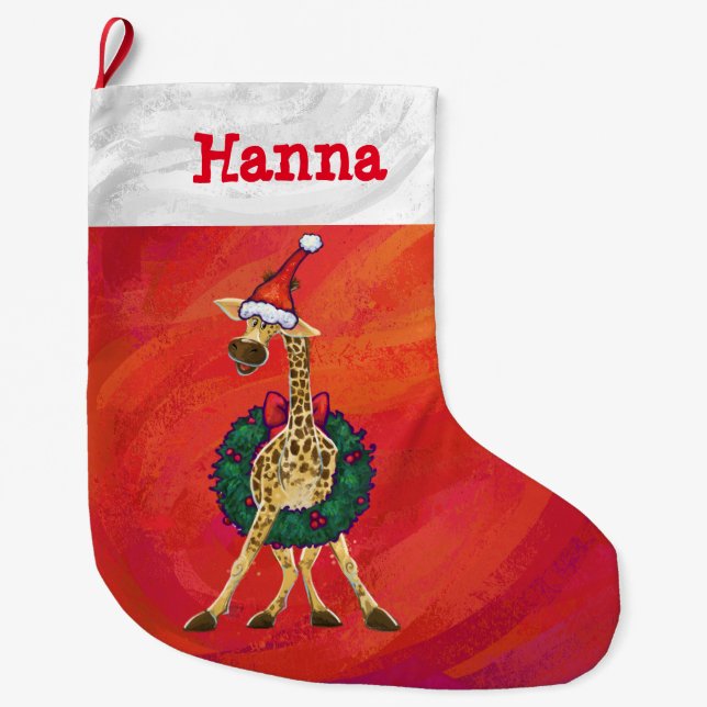 Grande Chaussette De Noël Giraffe Noël Grand magasin de Noël (Devant)