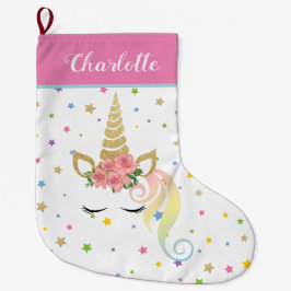 Grande Chaussette De Noël Girly mignonne Magique Unicorne Personnalisée