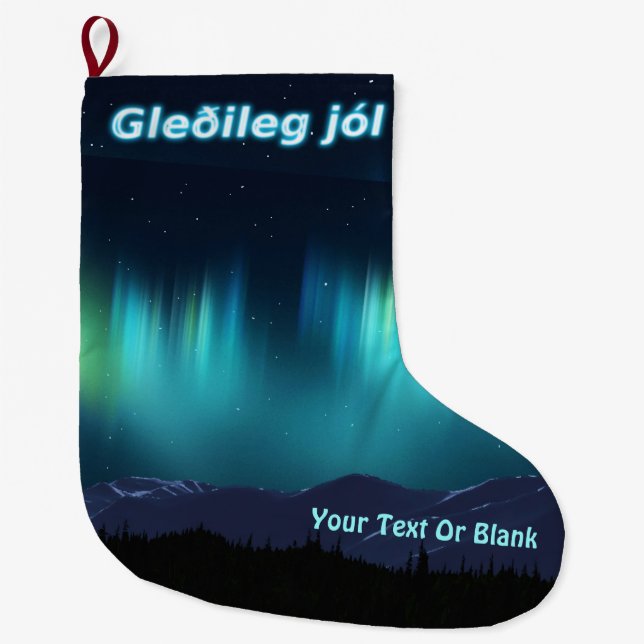 Grande Chaussette De Noël Gleðileg jól - Aurora Borealis (Devant)