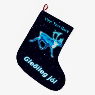 Grande Chaussette De Noël Gleðileg Jól - Caribou bleu (rennes)