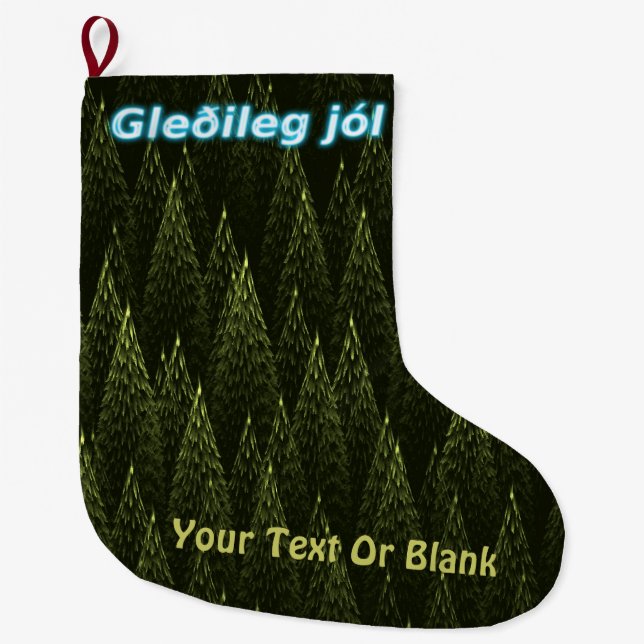 Grande Chaussette De Noël Gleðileg Jól - Conifers (Devant)