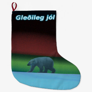 Grande Chaussette De Noël Gleðileg jól - Ours polaire