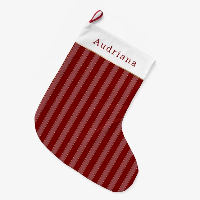 Grande Chaussette De Noël Gold Red Stripes Christmas (Devant (Accrochage))