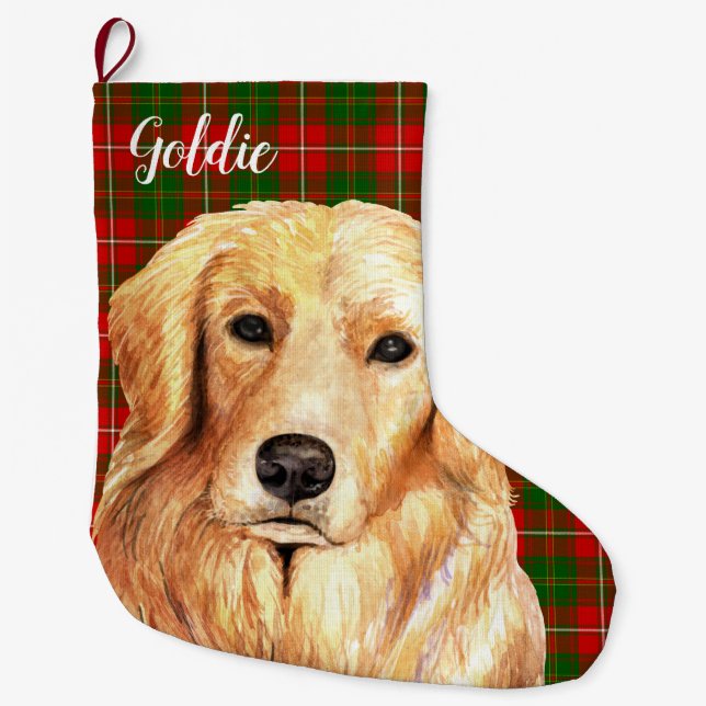 Grande Chaussette De Noël Golden Retriever Chien Personnalisé (Devant)