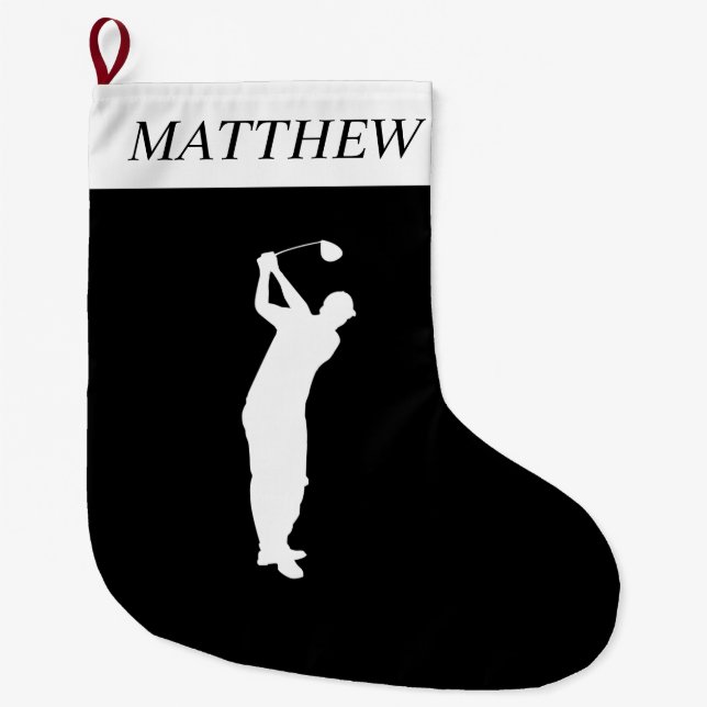 Grande Chaussette De Noël Golf Lover Sports Jeux Noirs (Devant)