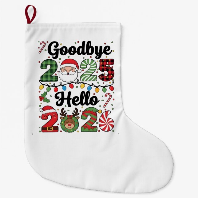 Grande Chaussette De Noël Goodbye 2025 Hello 2026 New Year Resolution   (Devant)