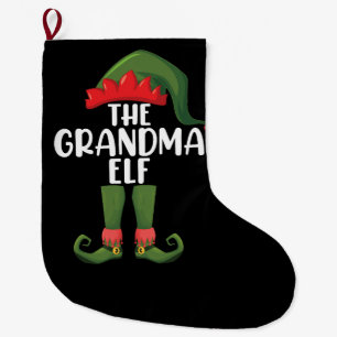Grande Chaussette De Noël Grand-mère Elf Correspondante Famille Groupe Noël