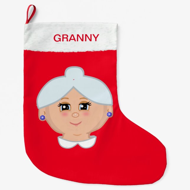 Grande Chaussette De Noël Grand-mère Noël Stocker (Devant)