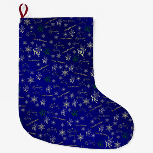 Grande Chaussette De Noël grand-père bleu, stockage de noël