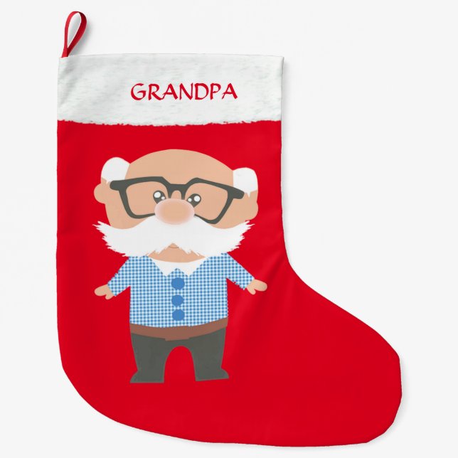 Grande Chaussette De Noël Grand-père rouge (Devant)