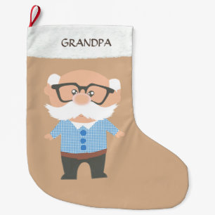 Grande Chaussette De Noël Grand-père sur le beige
