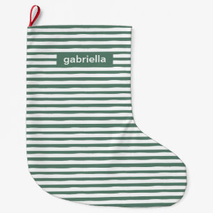 Grande Chaussette De Noël Grandes vertes simples avec nom