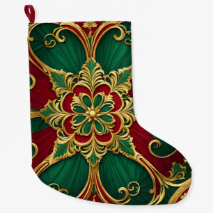 Grande Chaussette De Noël Green Red Christmas Holiday Stocking