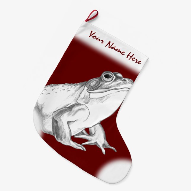 Grande Chaussette De Noël Grenouille Noël Stocking personnalisé grenouille à (Devant (Accrochage))
