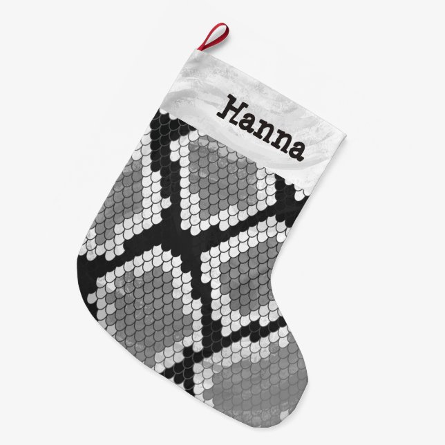 Grande Chaussette De Noël Gris de serpent et gris clair (Devant (Accrochage))