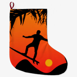 Grande Chaussette De Noël Homme surfant à l'illustration de graphique de