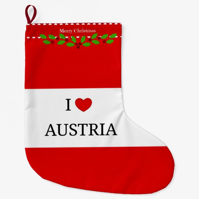 Grande Chaussette De Noël I Love Austria, Christmas Design (Devant)