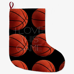 Grande Chaussette De Noël I Love Basketball Close Up