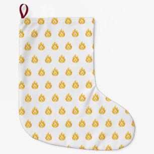 Grande Chaussette De Noël Icône de Flamme de Feu Minimaliste Graphique Esthé