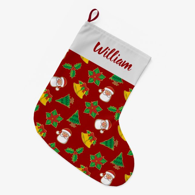 Grande Chaussette De Noël Icônes de Noël Motif (Devant (Accrochage))