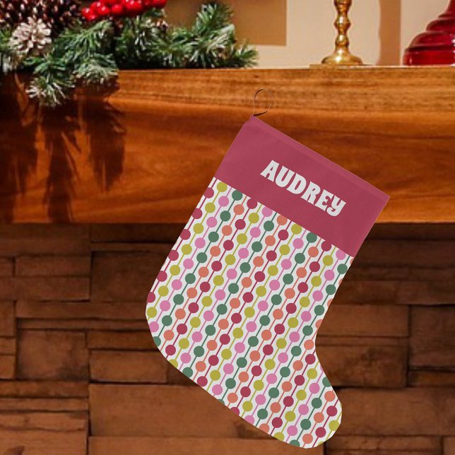 Grande Chaussette De Noël Impression géométrique rétro 1970 Personnalisée (Créateur téléchargé)