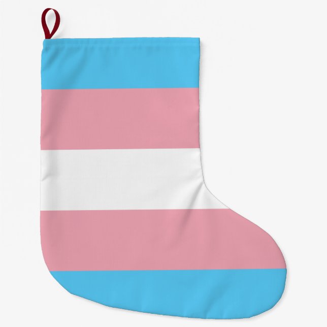 Grande Chaussette De Noël Indicateur de la fierté transgenre (Devant)
